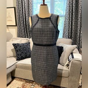 Talbots size 14P navy tweed shift dress.